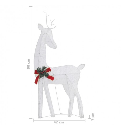 vidaXL Christmas Reindeer Family 106.3"x2.8"x35.4" White Cold White Mesh