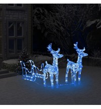 vidaXL Reindeers & Sleigh Christmas Decoration 160 LEDs 51.2" Acrylic