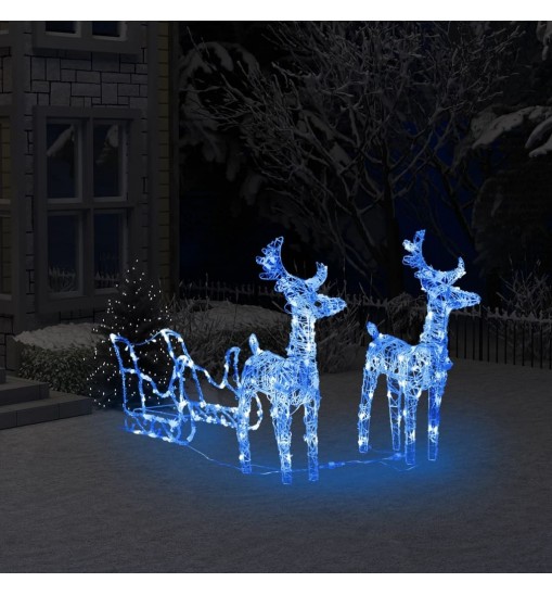 vidaXL Reindeers & Sleigh Christmas Decoration 160 LEDs 51.2" Acrylic