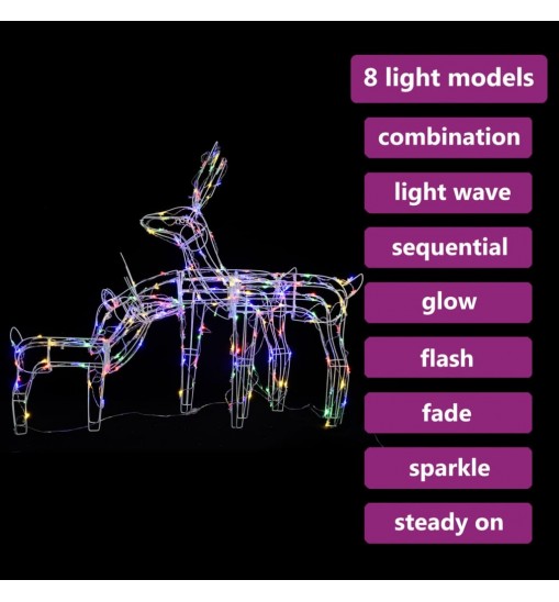 vidaXL 3 Piece Christmas Light Display Reindeers 229 LEDs