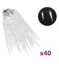 vidaXL Christmas Icicle Lights 40 pcs Warm White Acrylic Remote Control