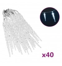 vidaXL Christmas Icicle Lights 40 pcs Cold White Acrylic Remote Control