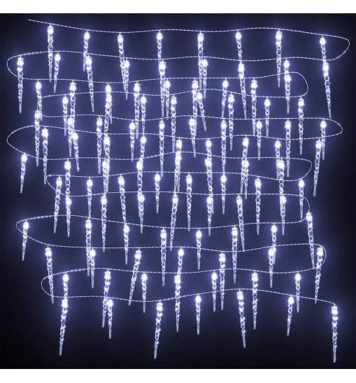 vidaXL Christmas Icicle Lights 40 pcs Cold White Acrylic Remote Control