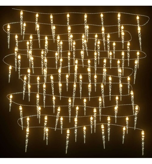 vidaXL Christmas Icicle Lights 100 pcs Warm White Acrylic