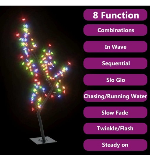 vidaXL Christmas Tree 128 LEDs Colorful Light Cherry Blossom 4 ft