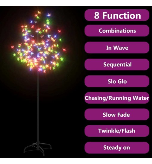 vidaXL Christmas Tree 120 LEDs Colorful Light Cherry Blossom 5 ft