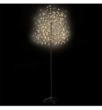 vidaXL Christmas Tree 220 LEDs Warm White Light Cherry Blossom 7 ft