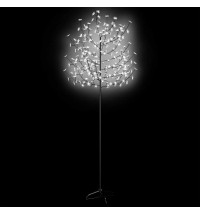 vidaXL Christmas Tree 220 LEDs Cold White Light Cherry Blossom 7 ft