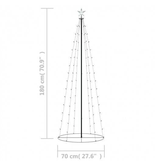 vidaXL Christmas Cone Tree Warm White 100 LEDs Decoration 2x6 ft