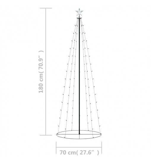 vidaXL Christmas Cone Tree Cold White 100 LEDs Decoration 2x6 ft