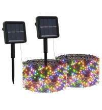 vidaXL Solar Fairy Lights 2 pcs 2x200 LED Colorful Indoor Outdoor