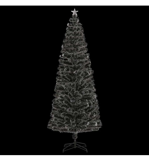 vidaXL Christmas Tree with LEDs Green and White 8 ft Fiber Optic