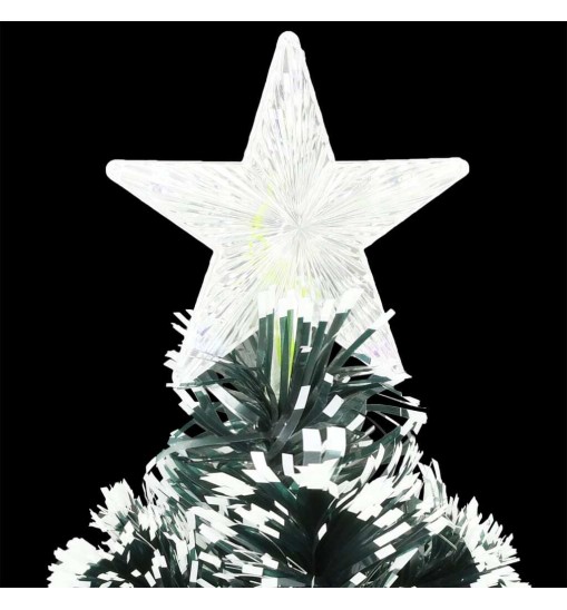 vidaXL Christmas Tree with LEDs Green and White 8 ft Fiber Optic