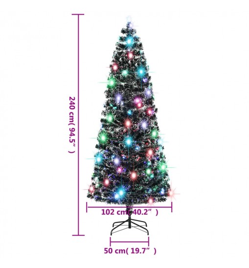 vidaXL Christmas Tree with LEDs Green and White 8 ft Fiber Optic