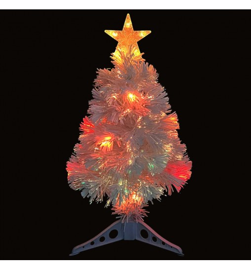 vidaXL Artificial Christmas Tree with LED White 2 ft Fiber Optic