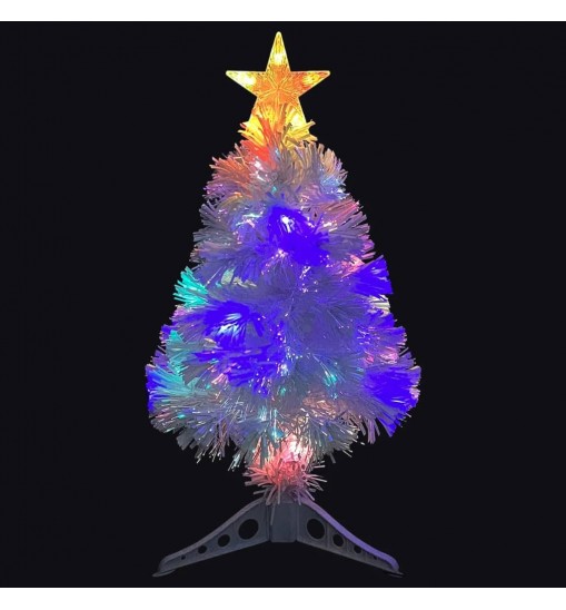 vidaXL Artificial Christmas Tree with LED White 2 ft Fiber Optic