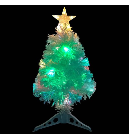 vidaXL Artificial Christmas Tree with LED White 2 ft Fiber Optic