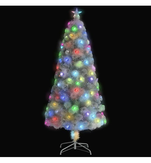 vidaXL Artificial Christmas Tree with LED White 5 ft Fiber Optic