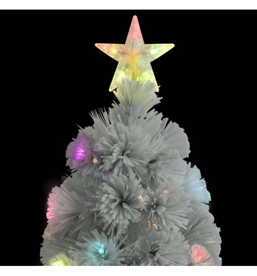 vidaXL Artificial Christmas Tree with LED White 5 ft Fiber Optic