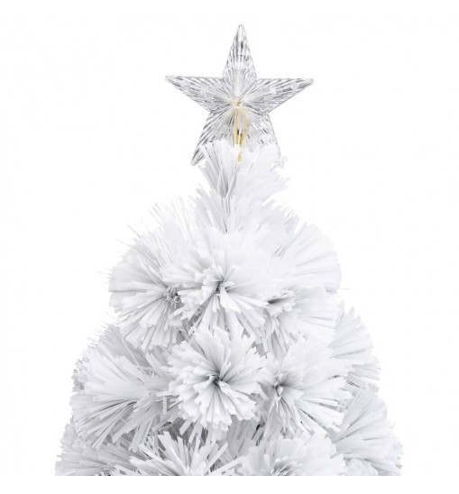 vidaXL Artificial Christmas Tree with LED White 5 ft Fiber Optic