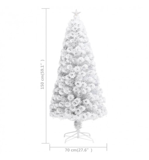 vidaXL Artificial Christmas Tree with LED White 5 ft Fiber Optic