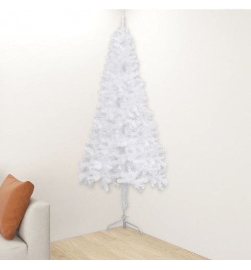 vidaXL Corner Artificial Christmas Tree White 4 ft PVC