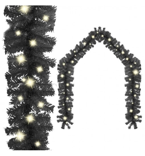 vidaXL Christmas Garland with LED Lights 33 ft Black