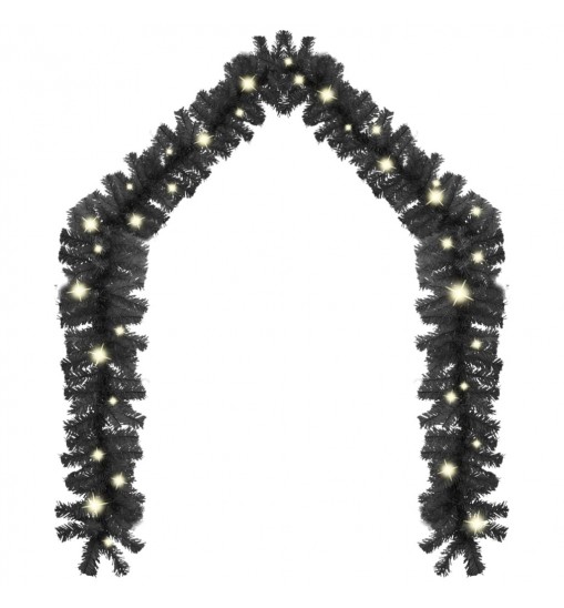 vidaXL Christmas Garland with LED Lights 33 ft Black