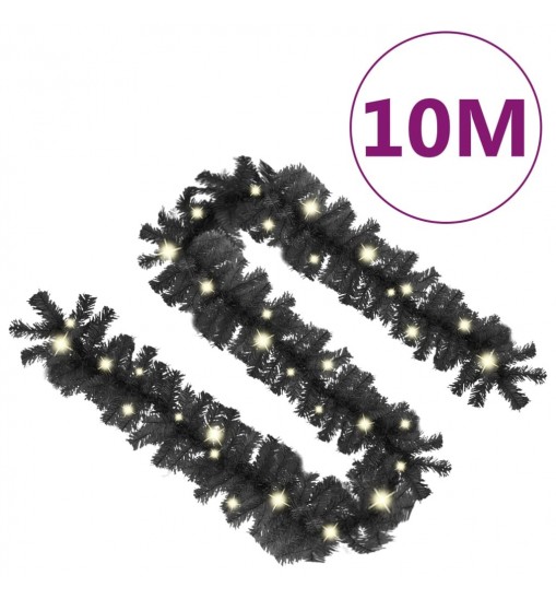 vidaXL Christmas Garland with LED Lights 33 ft Black