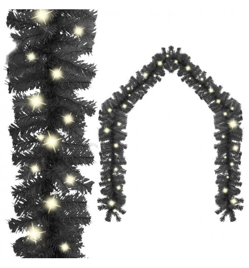 vidaXL Christmas Garland with LED Lights 66 ft Black