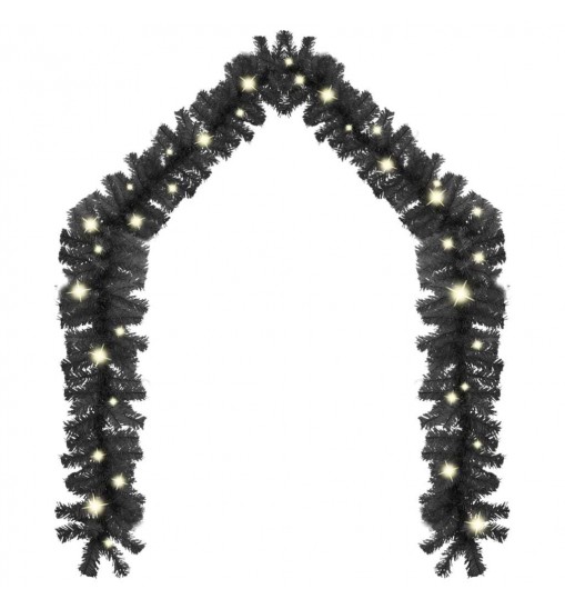 vidaXL Christmas Garland with LED Lights 66 ft Black