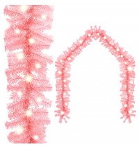 vidaXL Christmas Garland with LED Lights 33 ft Pink