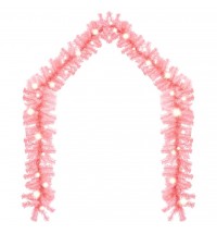 vidaXL Christmas Garland with LED Lights 33 ft Pink