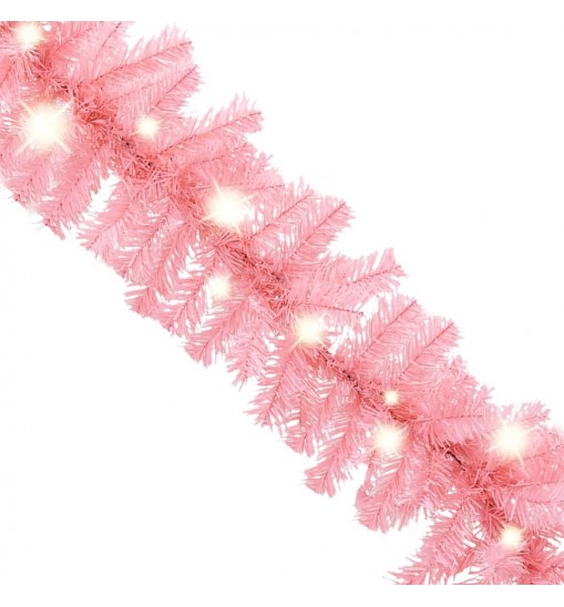 vidaXL Christmas Garland with LED Lights 33 ft Pink