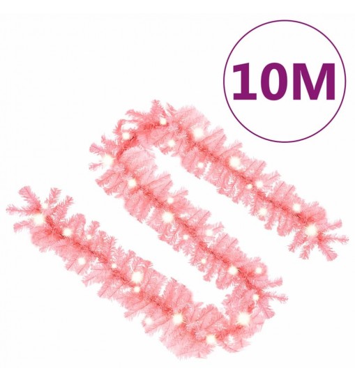 vidaXL Christmas Garland with LED Lights 33 ft Pink