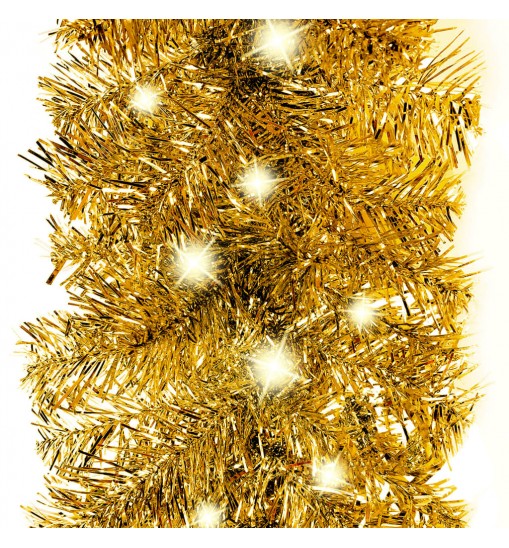 vidaXL Christmas Garland with LED Lights 16 ft Gold