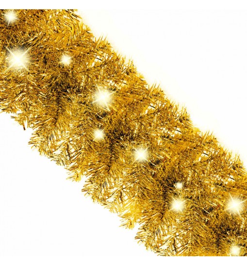 vidaXL Christmas Garland with LED Lights 16 ft Gold