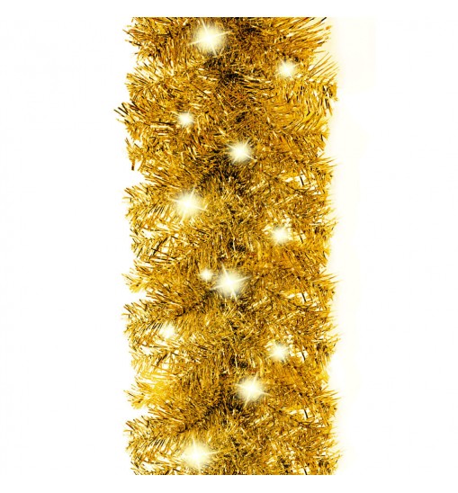 vidaXL Christmas Garland with LED Lights 16 ft Gold