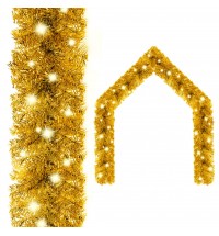 vidaXL Christmas Garland with LED Lights 66 ft Gold