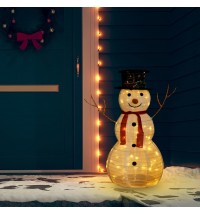 vidaXL Decorative Christmas Snowman Figure with LED Luxury Fabric 3 ft