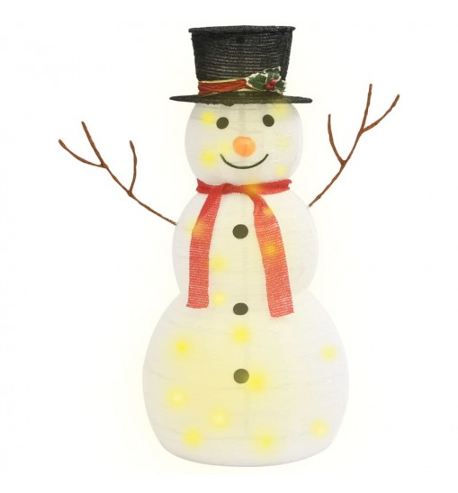 vidaXL Decorative Christmas Snowman Figure with LED Luxury Fabric 3 ft