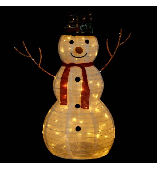 vidaXL Decorative Christmas Snowman Figure with LED Luxury Fabric 3 ft