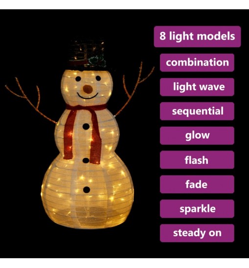 vidaXL Decorative Christmas Snowman Figure with LED Luxury Fabric 3 ft