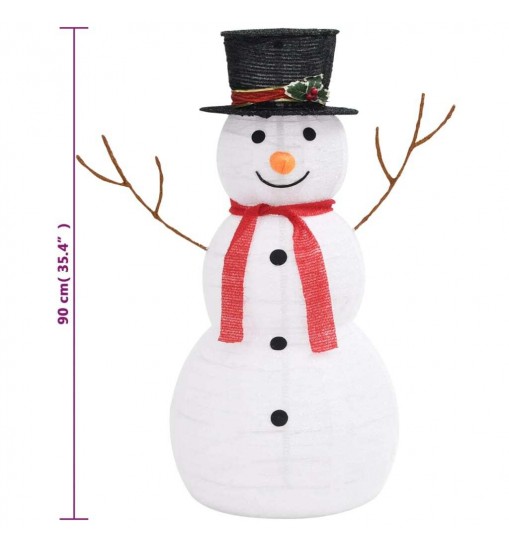 vidaXL Decorative Christmas Snowman Figure with LED Luxury Fabric 3 ft