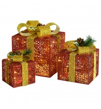 vidaXL Decorative Christmas Gift Boxes 3 pcs Red Outdoor Indoor