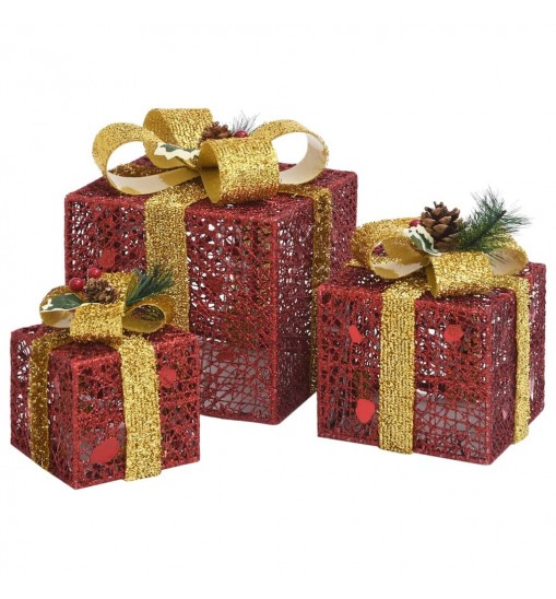 vidaXL Decorative Christmas Gift Boxes 3 pcs Red Outdoor Indoor