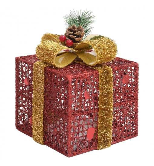 vidaXL Decorative Christmas Gift Boxes 3 pcs Red Outdoor Indoor