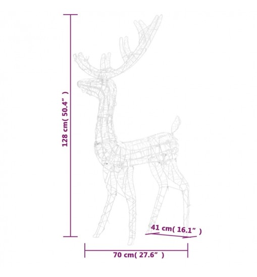 vidaXL Acrylic Reindeer Christmas Decoration 140 LEDs 4 ft Warm White