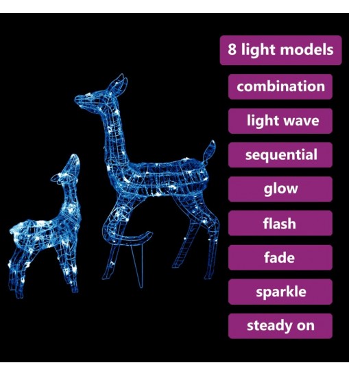 vidaXL Acrylic Reindeer Family Christmas Decoration 160 LED Blue