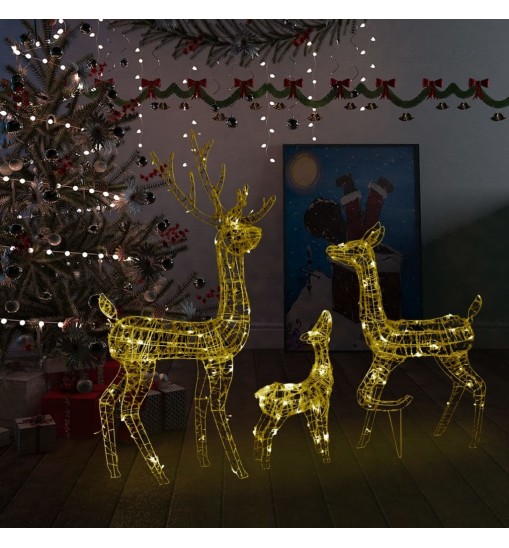 vidaXL Acrylic Reindeer Family Christmas Decoration 300 LED Warm White